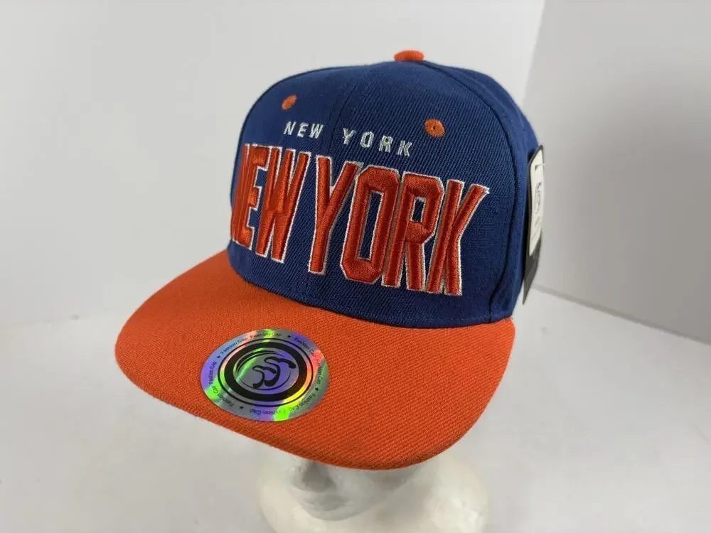 New York Snapback Hat Blue Orange Adjustable Cap Kids Youth NWT T&T
